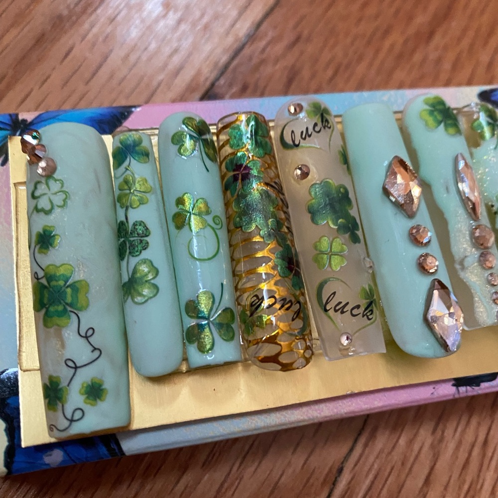 Shamrock ☘️ Spring Time Xl Nails - Picture 2 of 4